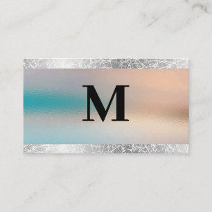 Zilverfolie Glastextuur Achtergrond Monogram Visitekaartje