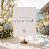 Zilverfolie Kust Schelp Monogram Bruiloft Gastenboek