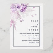 Zilverfolie & Lavendel Rozen Bruiloft Folie Uitnodiging (Voorkant)