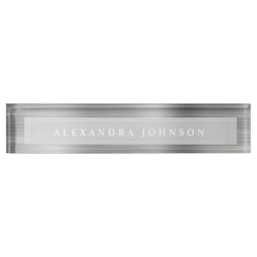 Zilverfolie | Luxe Professioneel Modern Naambordje (Voorkant)