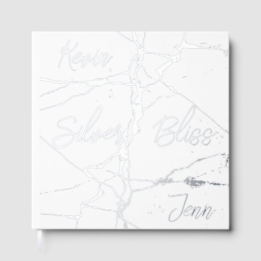 Zilverfolie op wit 25e bruiloft Jubileum | Gastenboek (Voorkant)