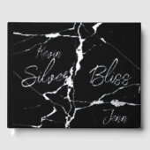 Zilverfolie op zwart 25e bruiloft Jubileum | Gastenboek (Voorkant)