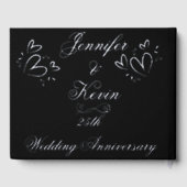 Zilverfolie op zwart 25e bruiloft Jubileum | Gastenboek (Achterkant)