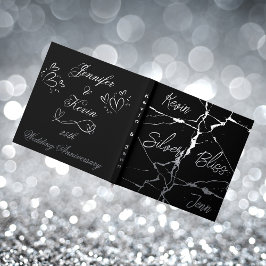 Zilverfolie op zwart 25e bruiloft Jubileum | Gastenboek