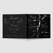 Zilverfolie op zwart 25e bruiloft Jubileum | Gastenboek (Volledig)