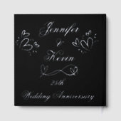 Zilverfolie op zwart 25e bruiloft Jubileum | Gastenboek (Achterkant)