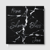 Zilverfolie op zwart 25e bruiloft Jubileum | Gastenboek (Voorkant)