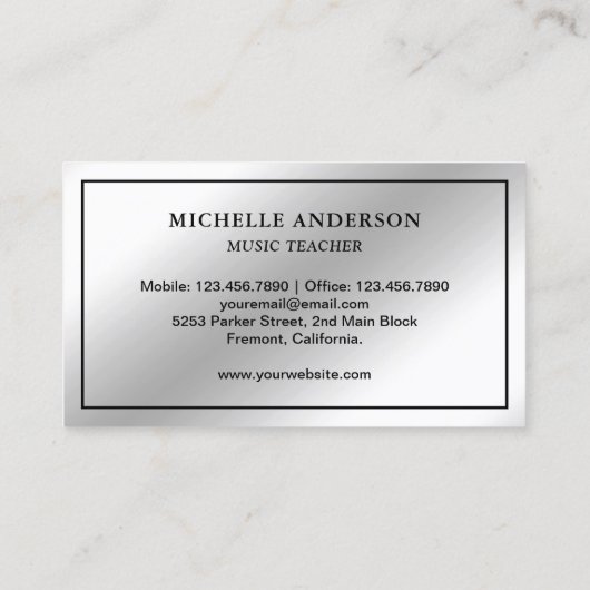 Zilverfolie Piano Toetsenbord Muzikant Pianist Visitekaartje (Achterkant)