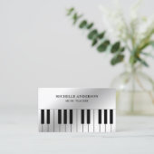 Zilverfolie Piano Toetsenbord Muzikant Pianist Visitekaartje (Staand voorkant)