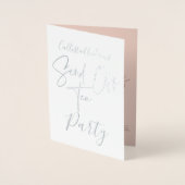 Zilverfolie Roze Rose Gold Typografie Send Off Tea Folie Kaarten (Voorkant)