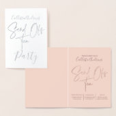 Zilverfolie Roze Rose Gold Typografie Send Off Tea Folie Kaarten (Display)