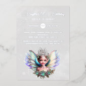 Zilverfolie sneeuw koningin winter wonderland fee folie uitnodiging (Voorkant)