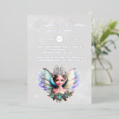 Zilverfolie sneeuw koningin winter wonderland fee folie uitnodiging (Staand Voorkant)