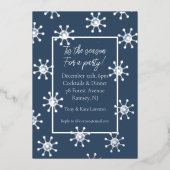 Zilverfolie Sneeuwvlokken Kerstfeest Uitnodiging  (Voorkant)