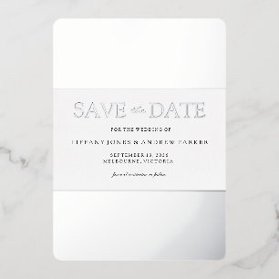 Zilverfolie Trendy Moderne Trouw Save The Date Folie Uitnodiging