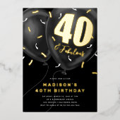 Zilverfolie Uitnodiging voor 40e Verjaardagsfeest (Voorkant)