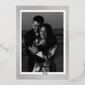 Zilverfolie  zilverwitte sierrand folie uitnodiging (Achterkant)