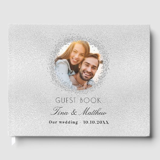Zilverfoto's met elegante bruiloft gastenboek (Voorkant)