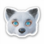 Zilverfox blauwe ogen klassiek sticker (Voorkant)