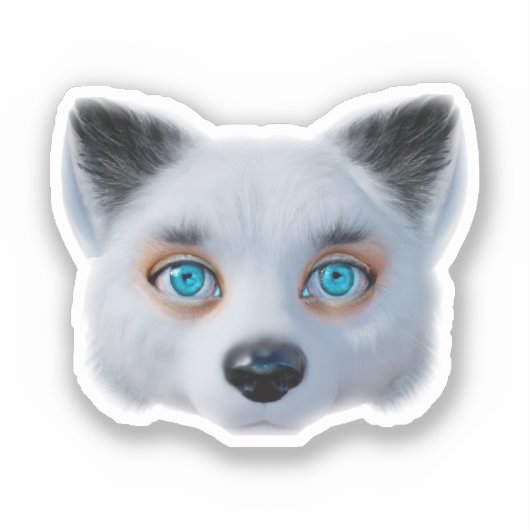 Zilverfox blauwe ogen klassiek sticker (Voorkant)