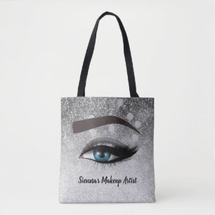 Zilverglaasde ogen zweven make-up kunstenaar tote bag