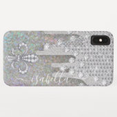 Zilverglaassel en diamanten op regenbooglitter Case-Mate iPhone case (Achterkant (horizontaal))