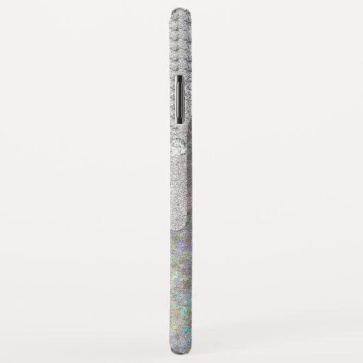 Zilverglaassel en diamanten op regenbooglitter Case-Mate iPhone case (Achterkant/rechts)