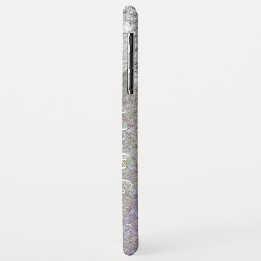 Zilverglaassel en diamanten op regenbooglitter Case-Mate iPhone case (Achterkant/links)