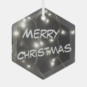 Zilverglas kerstglas, met mousserend licht glas ornament (Voorkant)