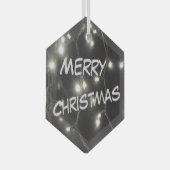 Zilverglas kerstglas, met mousserend licht glas ornament (Voorkant Rechts)