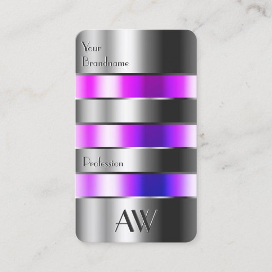 Zilverglas Roze Paarse vloeistoffen met Initialen Visitekaartje (Voorkant)