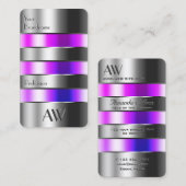 Zilverglas Roze Paarse vloeistoffen met Initialen Visitekaartje (Voorkant / Achterkant)