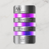 Zilverglas Roze Paarse vloeistoffen met Initialen Visitekaartje (Achterkant)