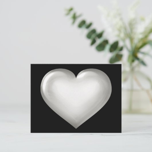 Zilverglazen hart briefkaart (Staand voorkant)
