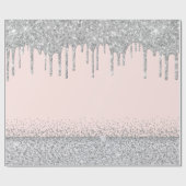 Zilverglitter druppelt roos goudsparkle cadeaupapier (Vlak)