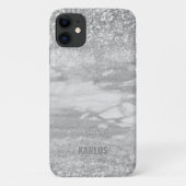Zilverglitter en grijs marmermengsel Case-Mate iPhone case (Achterkant)