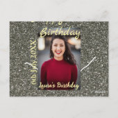 Zilverglitter foto 20e verjaardag naam datum toevo briefkaart (Achterkant)