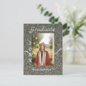 Zilverglitter foto afstuderen naam klas tekst briefkaart (Staand voorkant)