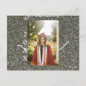 Zilverglitter foto afstuderen naam klas tekst briefkaart (Achterkant)