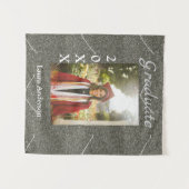 Zilverglitter foto afstuderen naam klas tekst wandkleed (Voorkant (horizontaal))