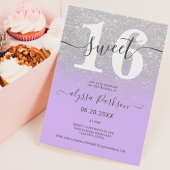 Zilverglitter paarse lavender chic girly Sweet 16 Kaart