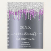 Zilverglitter paarse schoonheidssalon benoemingen planner (Voorkant)