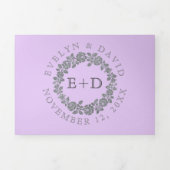 Zilverglitter roos met lavender bruiloft drieluik uitnodiging (Cover)