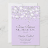 Zilverglitter sparkles lavender, zestien kaart (Voorkant)