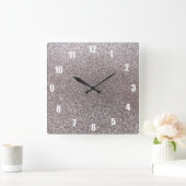 Zilverglitter Vierkante Klok (Huis)