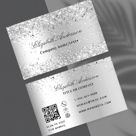 Zilverglitter vonkloos stof elegant QR code Visitekaartje