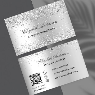 Zilverglitter vonkloos stof elegant QR code Visitekaartje