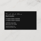 Zilverglitterbarman drink visitekaartje (Achterkant)