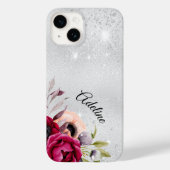 Zilverglitterbloemen met vuurwapennaam Case-Mate iPhone case (Achterkant)