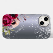 Zilverglitterbloemen met vuurwapennaam Case-Mate iPhone case (Achterkant (horizontaal))